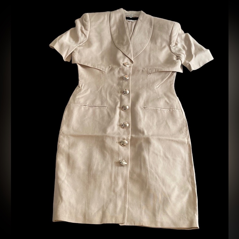 TAHARI - Linen-look Coat Dress